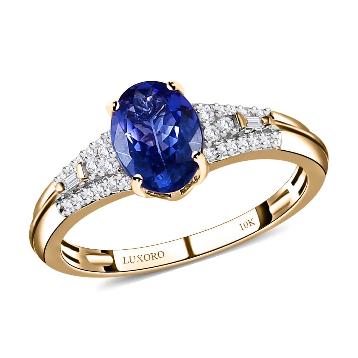 Luxoro 10K Yellow Gold Premium Tanzanite and Diamond Ring (Size 11.0) 1.25 ctw image number 0