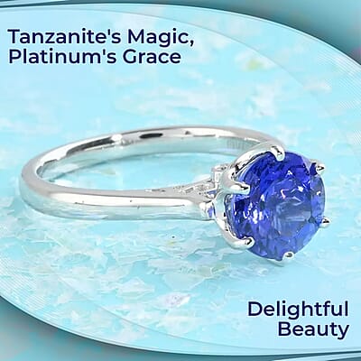 Rhapsody Certified and Appraised AAAA Tanzanite Ring, E-F VS Diamond Accent Ring, 950 Platinum Ring, Wedding Ring 6.15 Grams 2.40 ctw
