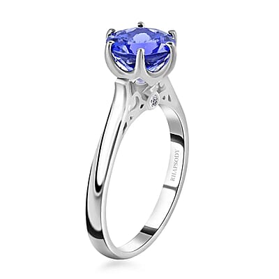 Rhapsody Certified and Appraised AAAA Tanzanite Ring, E-F VS Diamond Accent Ring, 950 Platinum Ring, Wedding Ring 6.15 Grams 2.40 ctw