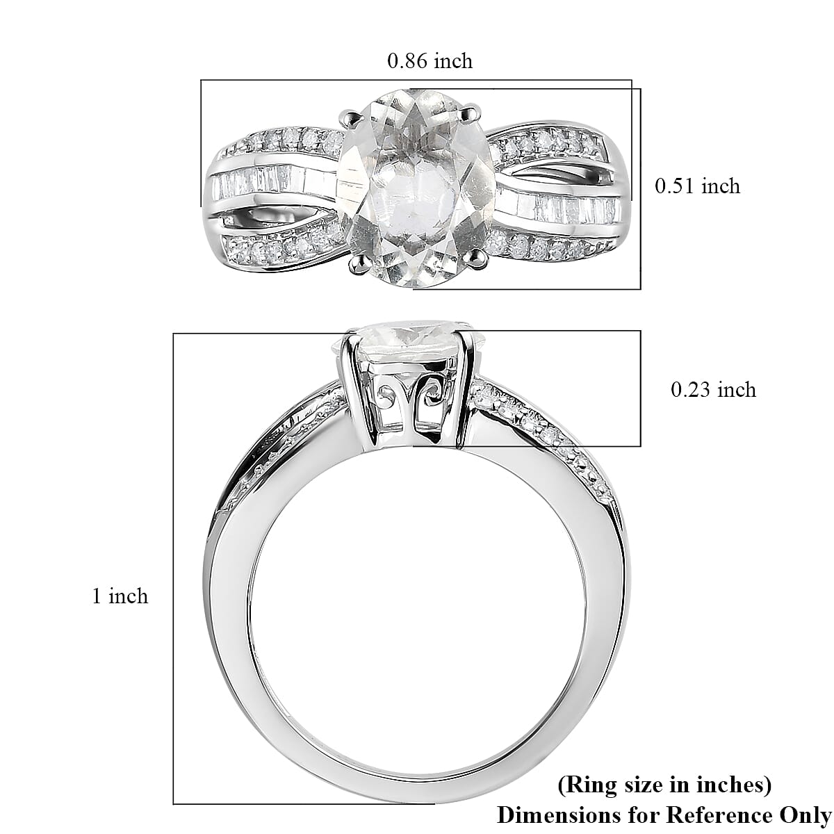 Luxoro 10K White Gold Premium Mexican Hyalite Opal and G-H I3 Diamond Ring (Size 11.0) with Free UV Flash Light 1.85 ctw