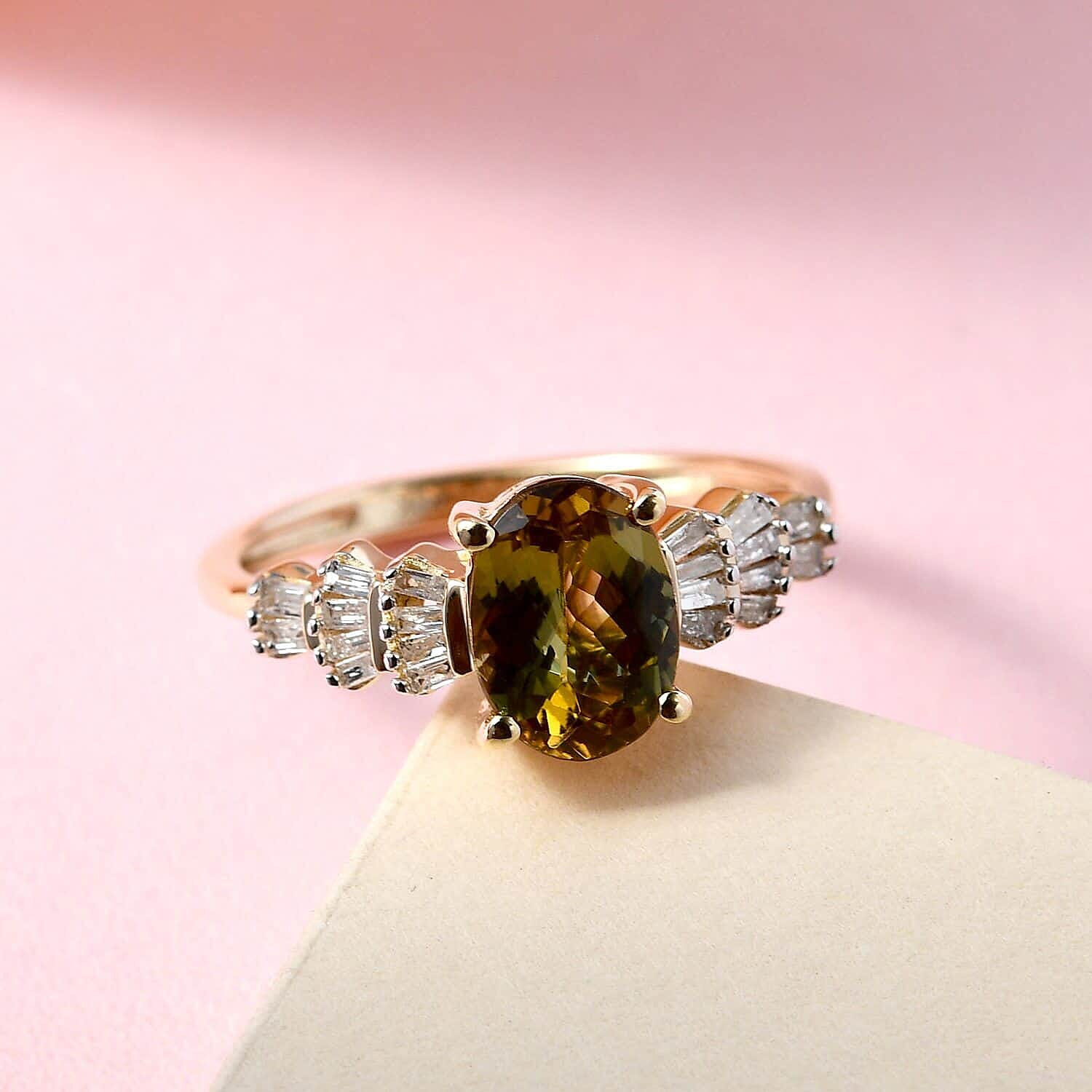 LUXORO 10K Yellow Gold Golden Tanzanite and G-H I3 Diamond Ring (Size 11.0) 1.40 ctw