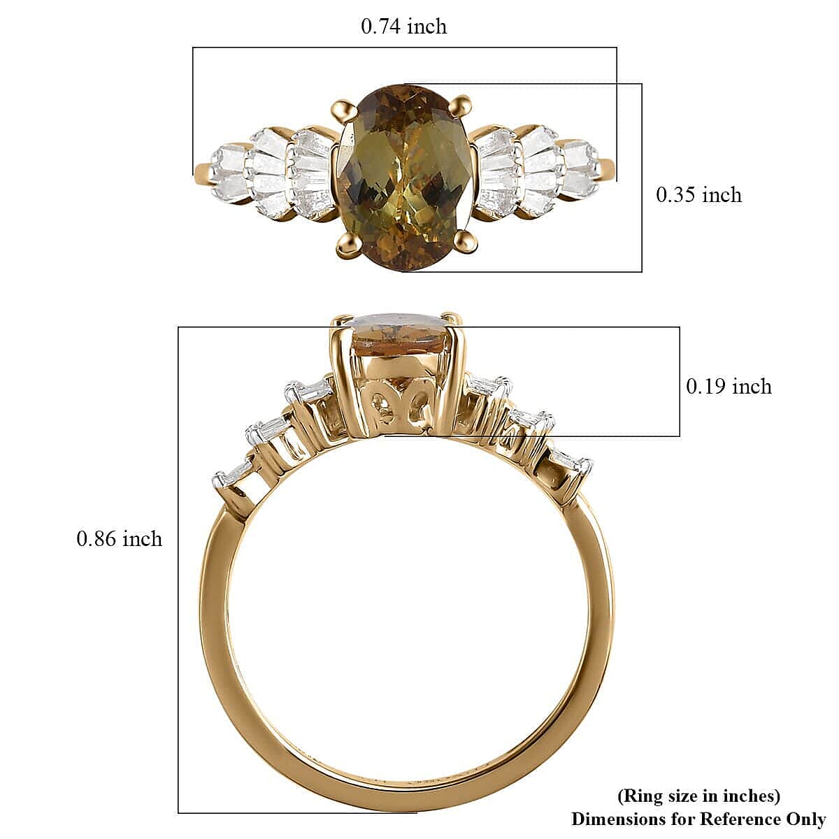 LUXORO 10K Yellow Gold Golden Tanzanite and G-H I3 Diamond Ring (Size 11.0) 1.40 ctw