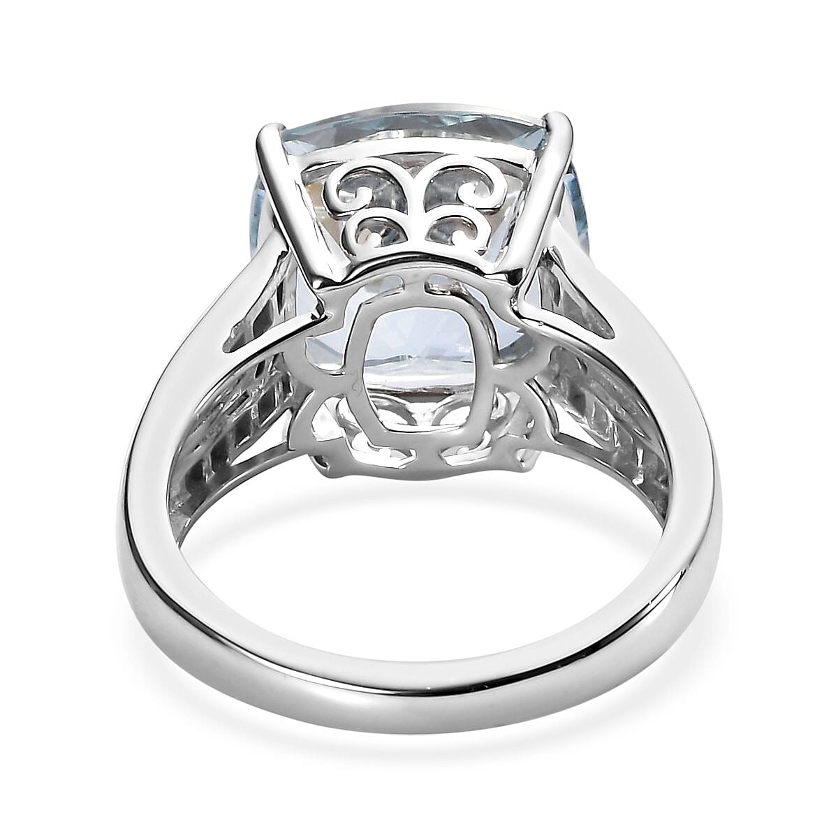 Luxoro 10K White Gold Premium Espirito Santo Aquamarine and Diamond Ring (Size 5.0) 4.65 Grams 6.85 ctw