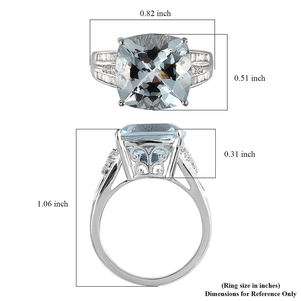 Luxoro 10K White Gold Premium Espirito Santo Aquamarine and Diamond Ring (Size 5.0) 4.65 Grams 6.85 ctw
