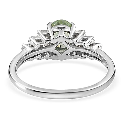 Luxoro 14K White Gold AAA Narsipatnam Alexandrite and G-H I3 Diamond Ring (Size 5.0) 2 Grams 1.00 ctw