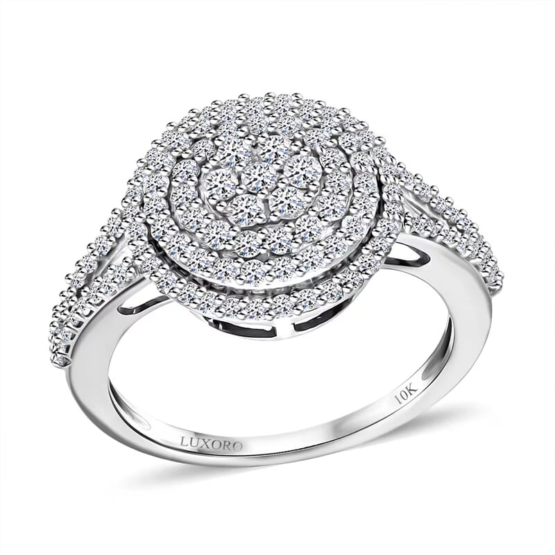 10K White Gold G-H SI Luxuriant Lab Grown Diamond Cocktail Ring (Size 5.0) 3 Grams 1.00 ctw