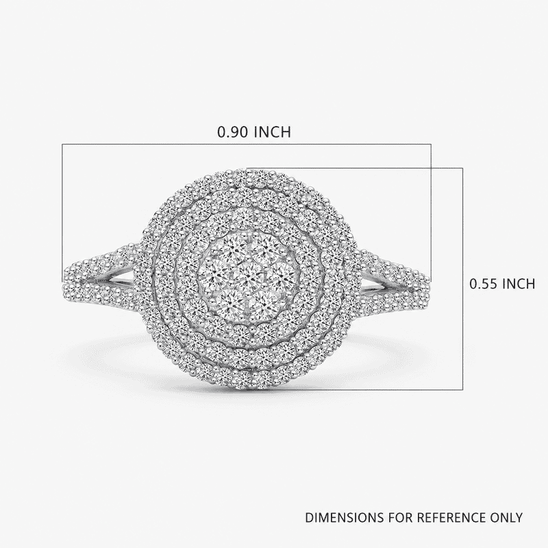 10K White Gold G-H SI Luxuriant Lab Grown Diamond Cocktail Ring (Size 5.0) 3 Grams 1.00 ctw