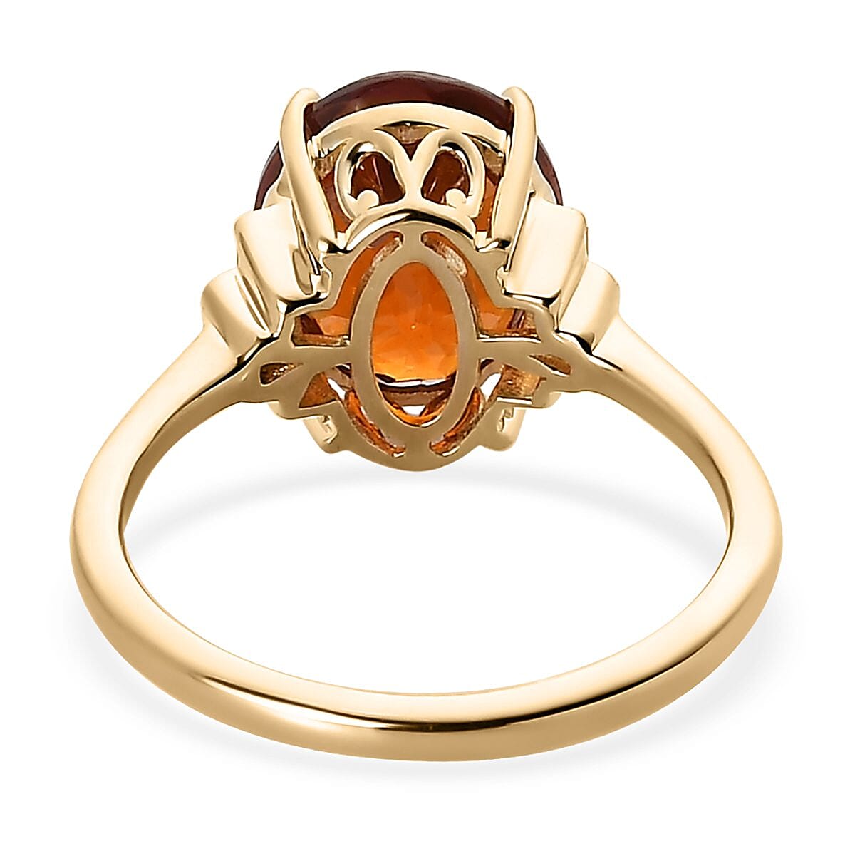 Luxoro 10K Yellow Gold Premium Sri Lankan Honey Garnet and Diamond January Birthstone Ring (Size 5.0) 4.60 ctw