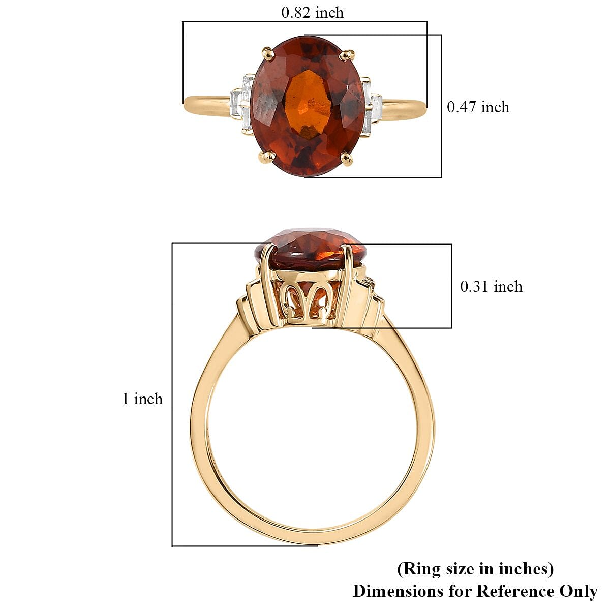 Luxoro 10K Yellow Gold Premium Sri Lankan Honey Garnet and Diamond January Birthstone Ring (Size 5.0) 4.60 ctw