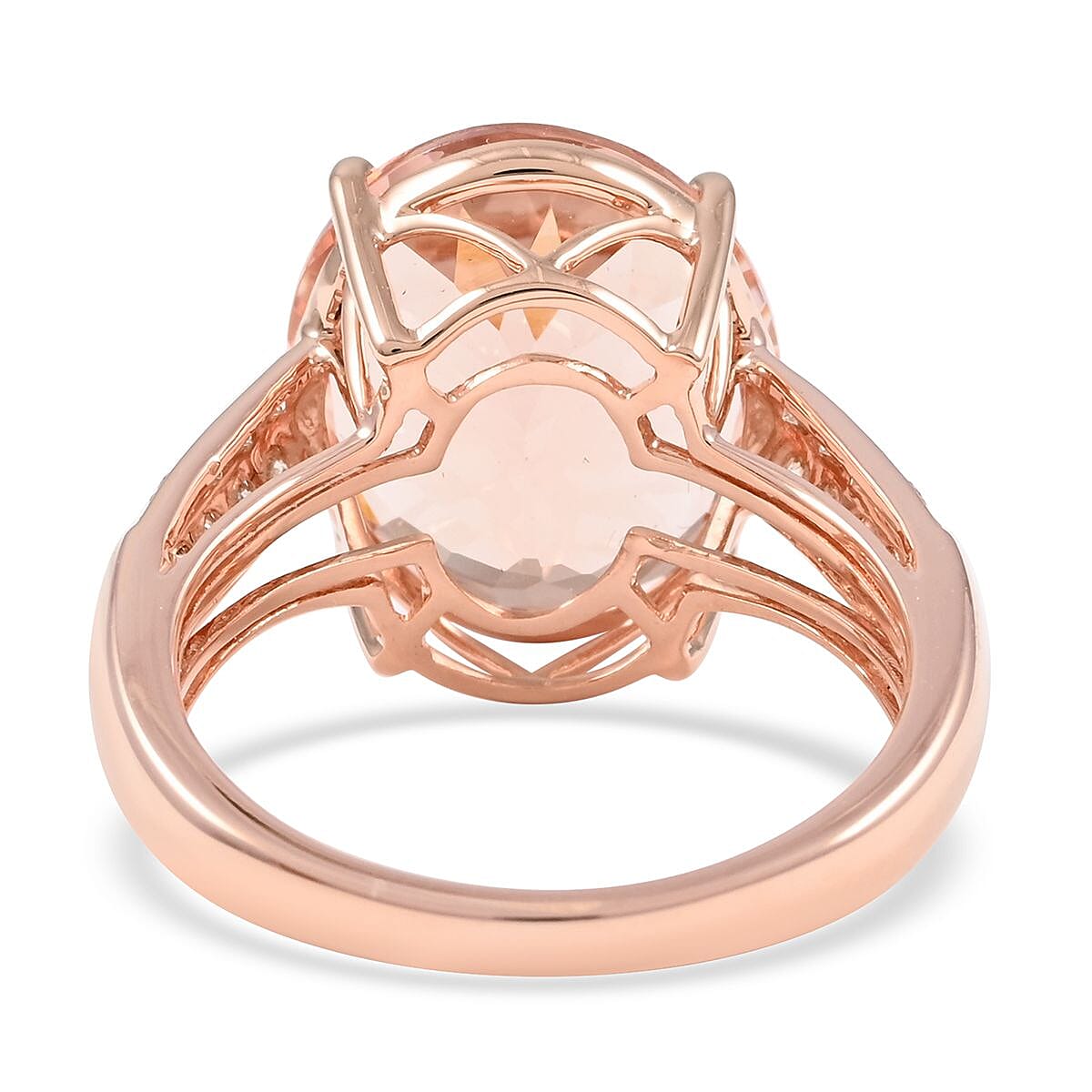 Certified and Appraised Luxoro 14K Rose Gold AAA Marropino Morganite and G-H I1 Diamond Ring (Size 5.0) 6.85 ctw