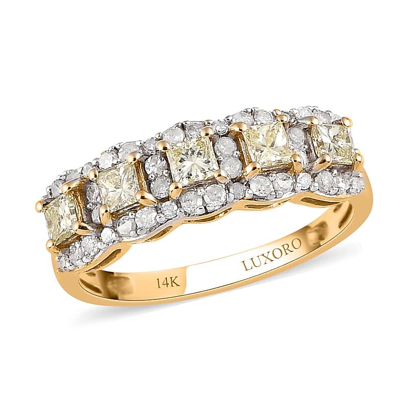 NY Closeout 14K Yellow Gold I3 Natural Yellow and White Diamond Ring (Size 5.0) 1.00 ctw
