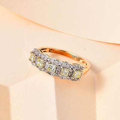 NY Closeout 14K Yellow Gold I3 Natural Yellow and White Diamond Ring (Size 5.0) 1.00 ctw