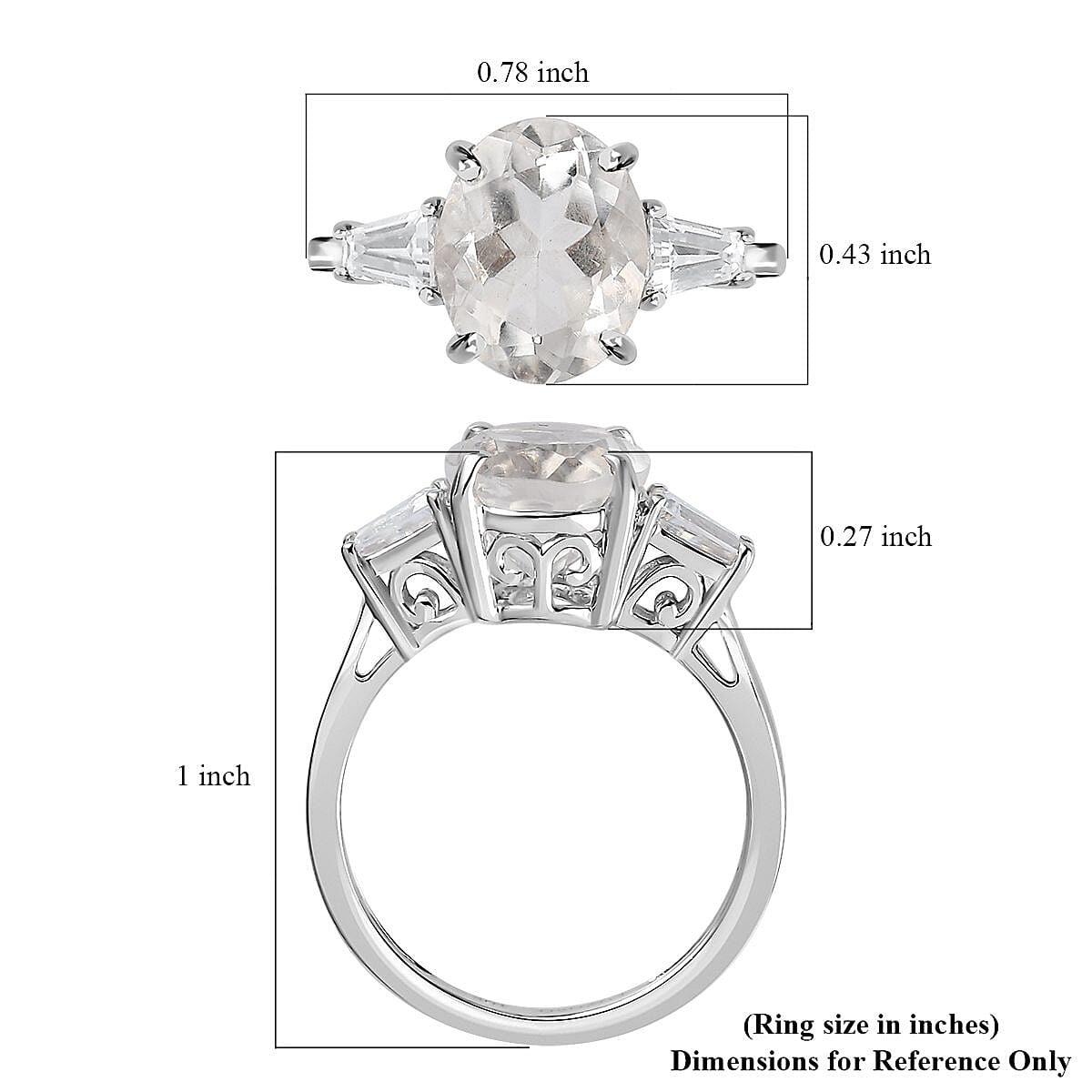 Luxoro 10K White Gold Premium Mexican Hyalite Opal and Moissanite Ring (Size 11.0) with Free UV Flash Light 3.00 ctw