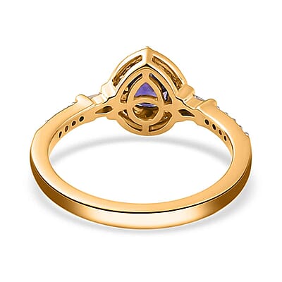 Iliana 18K Yellow Gold AAA Tanzanian Color Change Sapphire and G-H SI Diamond Halo Ring (Size 5.0) 0.90 ctw with Free UV Flash Light