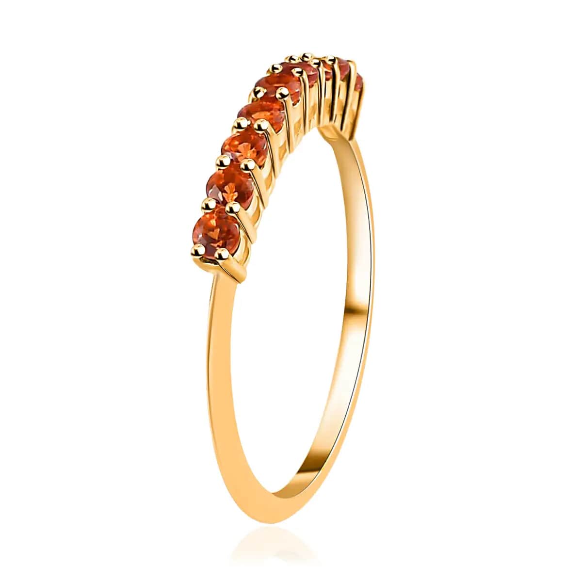 Luxoro Premium Viceroy Spessartine Garnet 0.50 ctw Ring,10K Yellow Gold Ring, Half Band Ring,9 Stone Ring, Gold Half Band Ring, Garnet Band Ring (Size 11.00) image number 3