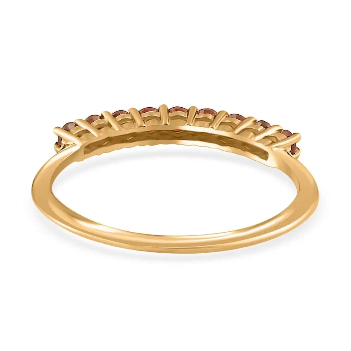 Luxoro Premium Viceroy Spessartine Garnet 0.50 ctw Ring,10K Yellow Gold Ring, Half Band Ring,9 Stone Ring, Gold Half Band Ring, Garnet Band Ring (Size 11.00) image number 4