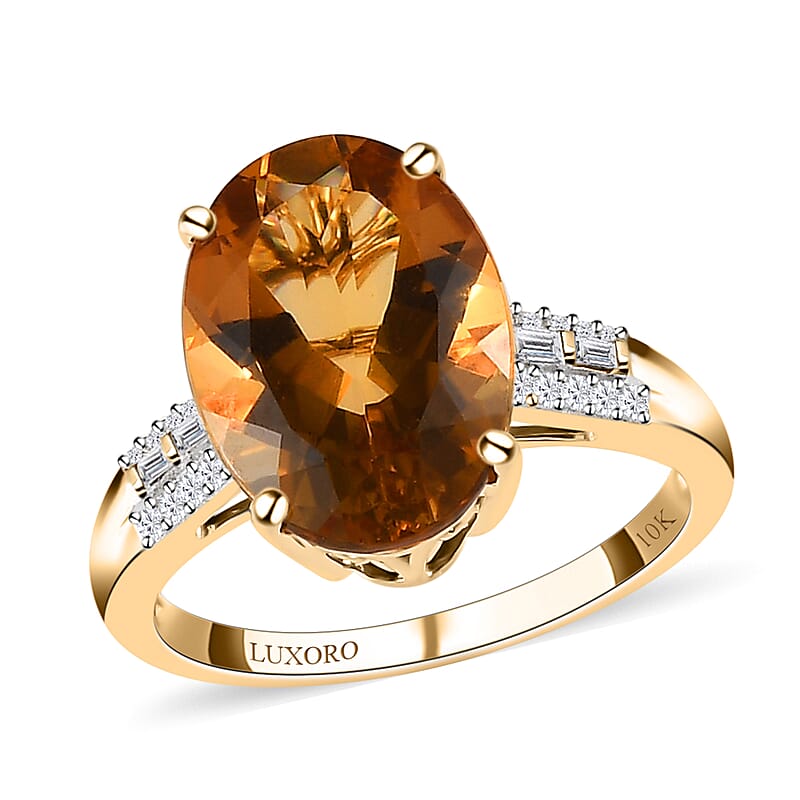 Luxoro 10K Yellow Gold Premium Scapolite and Diamond Ring (Size 5.0) 4.65 ctw