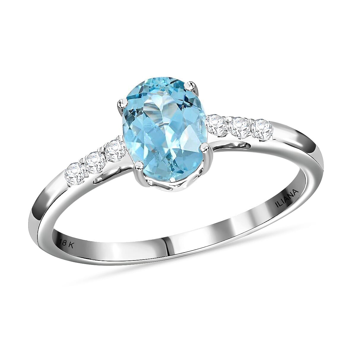 Certified and Appraised Iliana 18K White Gold AAA Santa Maria Aquamarine and G-H SI Diamond Ring (Size 5.0) 1.30 ctw