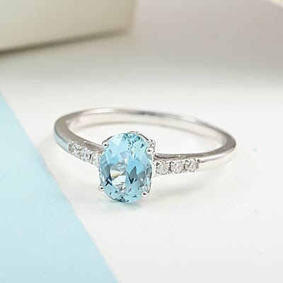Certified and Appraised Iliana 18K White Gold AAA Santa Maria Aquamarine and G-H SI Diamond Ring (Size 5.0) 1.30 ctw