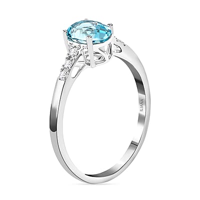 Certified and Appraised Iliana 18K White Gold AAA Santa Maria Aquamarine and G-H SI Diamond Ring (Size 5.0) 1.30 ctw