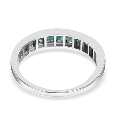 Luxoro 10K White Gold AAA Grandidierite Half Eternity Band Ring (Size 11.0) 1.10 ctw