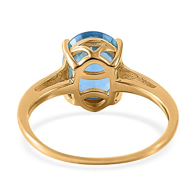 Luxoro 10K Yellow Gold Premium Ratanakiri Blue Zircon Solitaire Ring (Size 5.0) 4.25 ctw