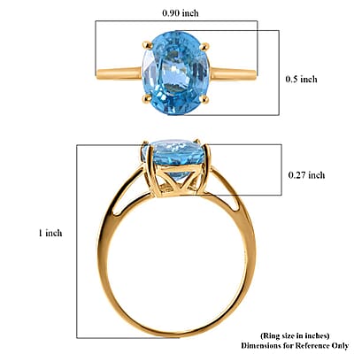 Luxoro 10K Yellow Gold Premium Ratanakiri Blue Zircon Solitaire Ring (Size 5.0) 4.25 ctw