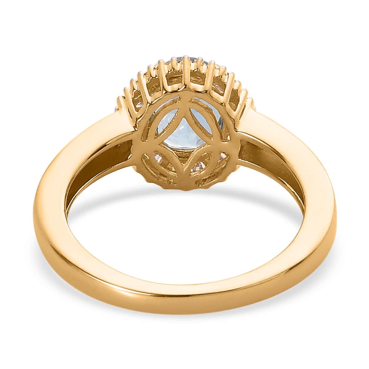 LUXORO 14K Yellow Gold AAA Santa Maria Aquamarine and G-H I2 Diamond Halo Ring 3.35 Grams 1.30 ctw image number 4