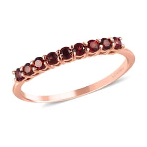 Luxoro Premium Anthill Garnet 0.40 ctw Ring, 10K Rose Gold Ring, Half Band Ring, 9 Stone Ring, Gold Half Band Ring, Garnet Band Ring (Size 11.00)