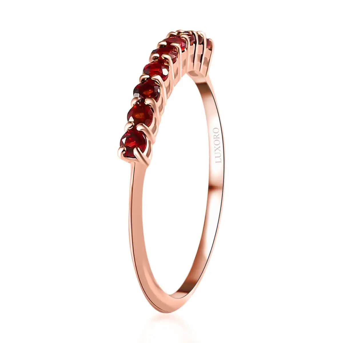 Luxoro Premium Anthill Garnet 0.40 ctw Ring, 10K Rose Gold Ring, Half Band Ring, 9 Stone Ring, Gold Half Band Ring, Garnet Band Ring (Size 11.00) image number 3