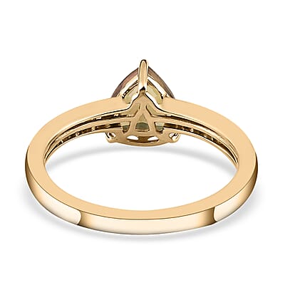 Luxoro 10K Yellow Gold Premium Golden Tanzanite and G-H I3 Diamond Ring (Size 5.0) 1.35 ctw