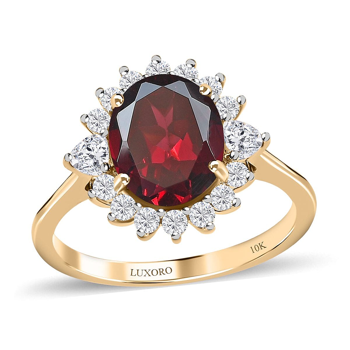 Luxoro 10K Rose Gold Premium Tanzanian Wine Garnet and Moissanite Ring (Size 5.0) 3.50 ctw
