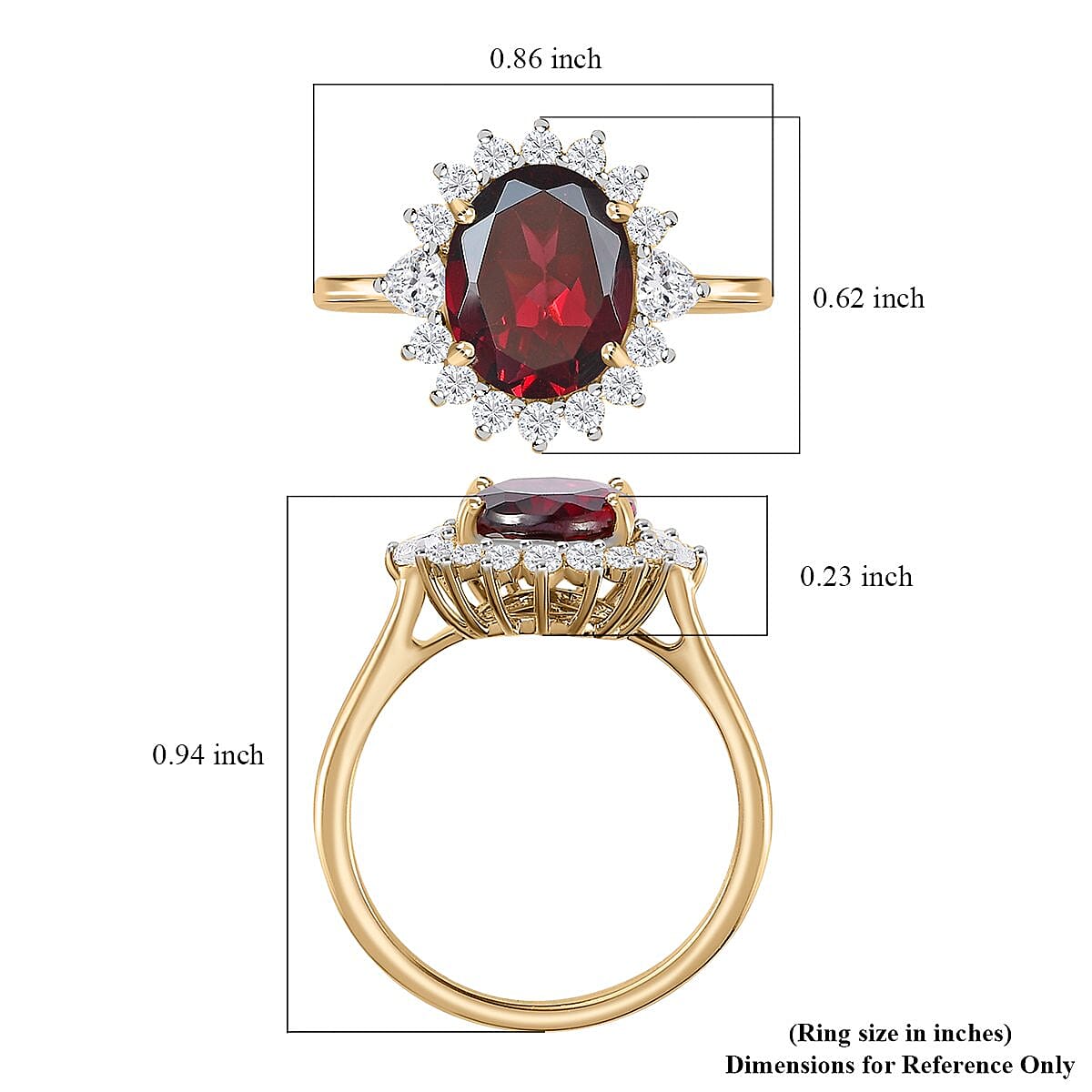 Luxoro 10K Rose Gold Premium Tanzanian Wine Garnet and Moissanite Ring (Size 5.0) 3.50 ctw