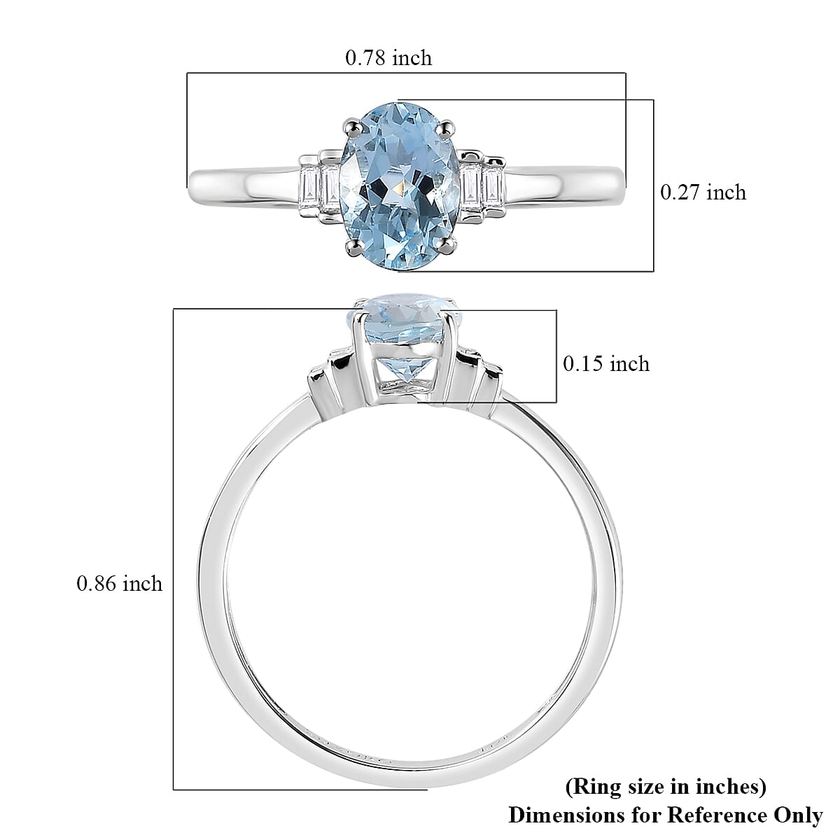 Luxoro 10K White Gold Premium Santa Maria Aquamarine and G-H I3 Diamond Ring (Size 5.0) 0.80 ctw