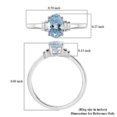 Luxoro 10K White Gold Premium Santa Maria Aquamarine and G-H I3 Diamond Ring (Size 5.0) 0.80 ctw