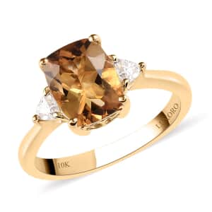 Luxoro 10K Yellow Gold Premium Golden Scapolite and Moissanite Ring (Size 5.0) 2.10 ctw