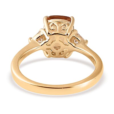 Luxoro 10K Yellow Gold Premium Golden Scapolite and Moissanite Ring (Size 5.0) 2.10 ctw