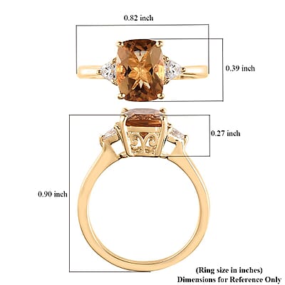 Luxoro 10K Yellow Gold Premium Golden Scapolite and Moissanite Ring (Size 5.0) 2.10 ctw