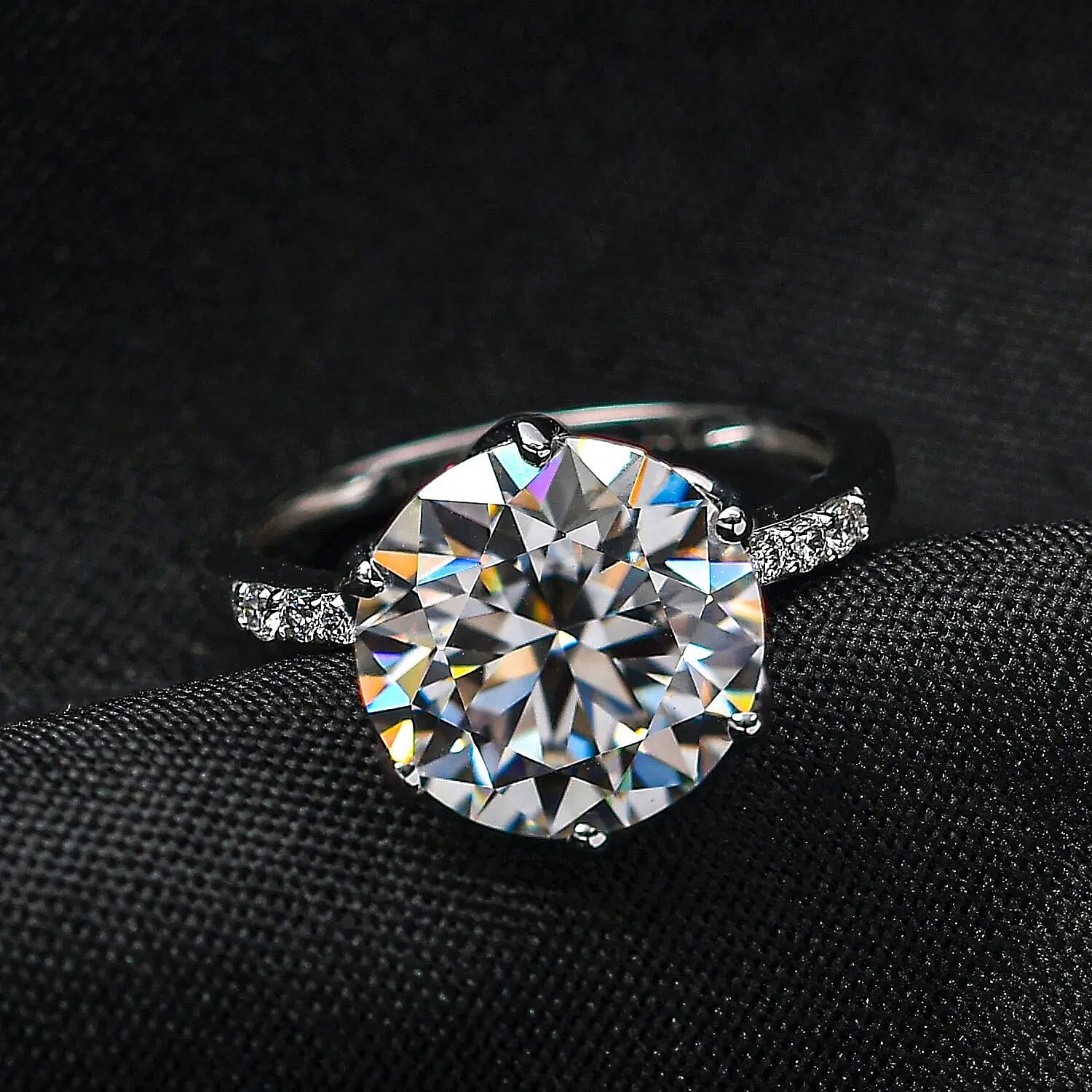 10K White Gold Moissanite (Rnd 11 mm) Ring, Solitaire Engagement Ring For Women, Promise Rings (Size 5.0) 4.65 ctw