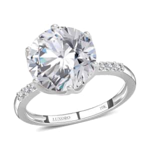 Luxoro 10K White Gold Moissanite 4.65 ctw (Rnd 11 mm) Ring, Solitaire Engagement Ring For Women, Promise Rings (Size 11.0)