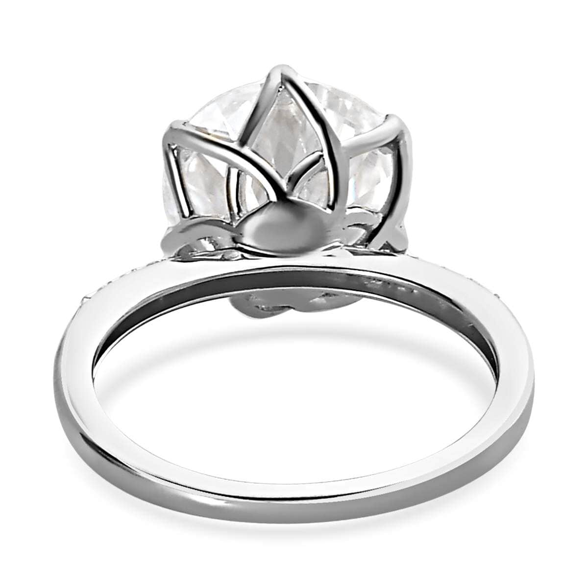 Luxoro 10K White Gold Moissanite 4.65 ctw (Rnd 11 mm) Ring, Solitaire Engagement Ring For Women, Promise Rings (Size 11.0) image number 4