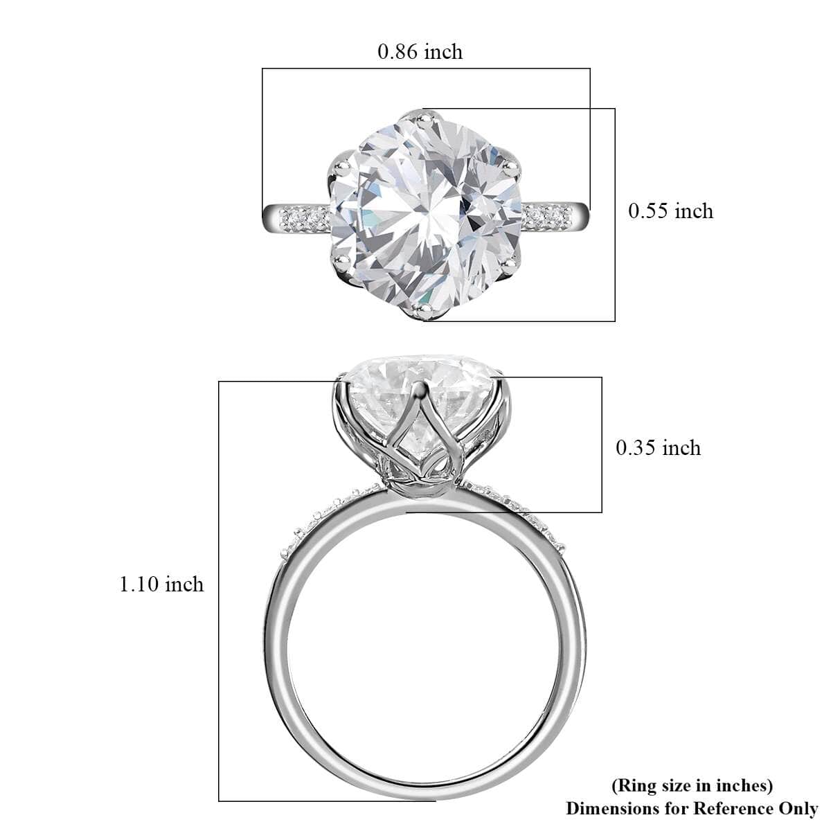 Luxoro 10K White Gold Moissanite 4.65 ctw (Rnd 11 mm) Ring, Solitaire Engagement Ring For Women, Promise Rings (Size 11.0) image number 5