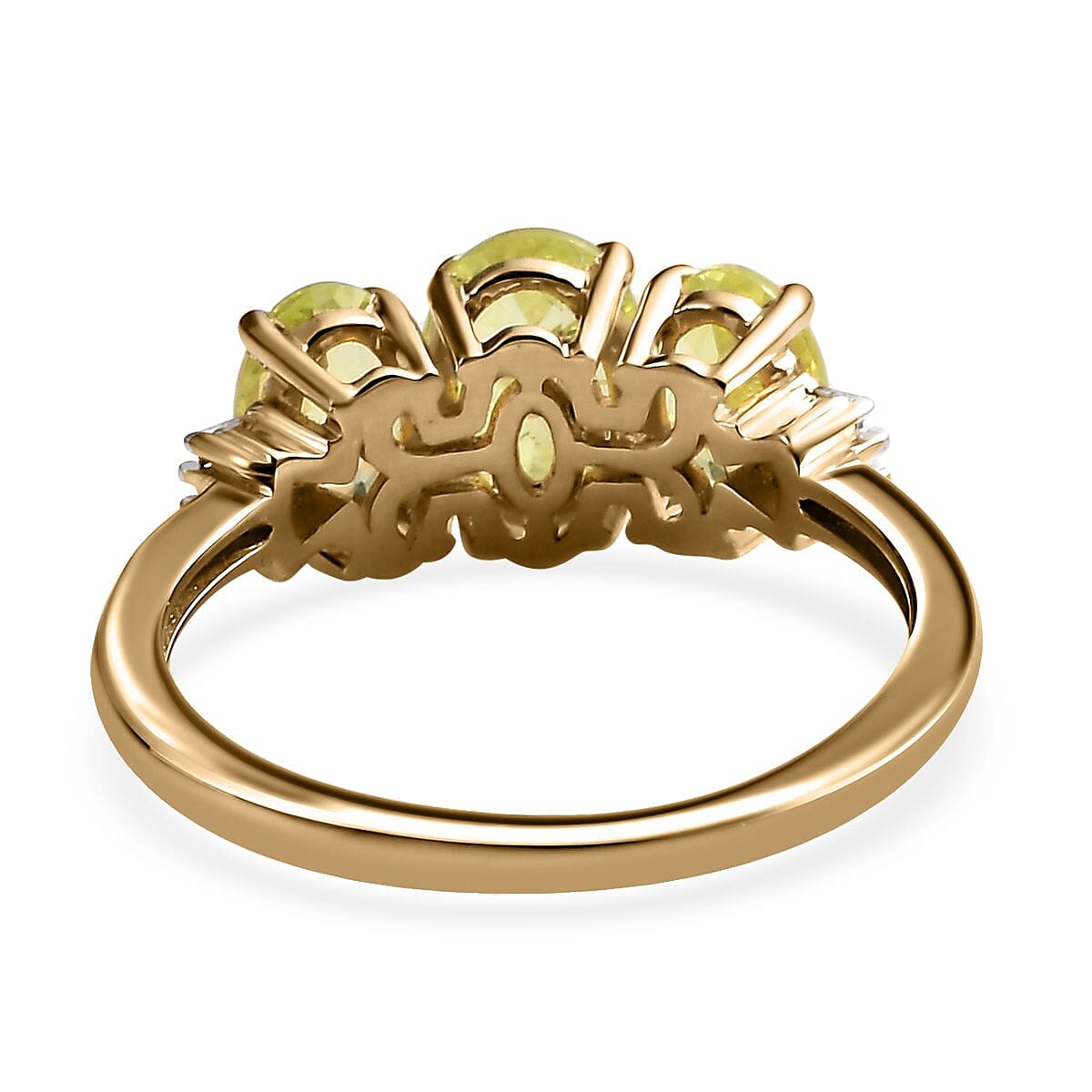 Luxoro 10K Yellow Gold Premium Chrysoberyl and G-H I3 Diamond Trilogy Ring (Size 11.0) 2.00 ctw
