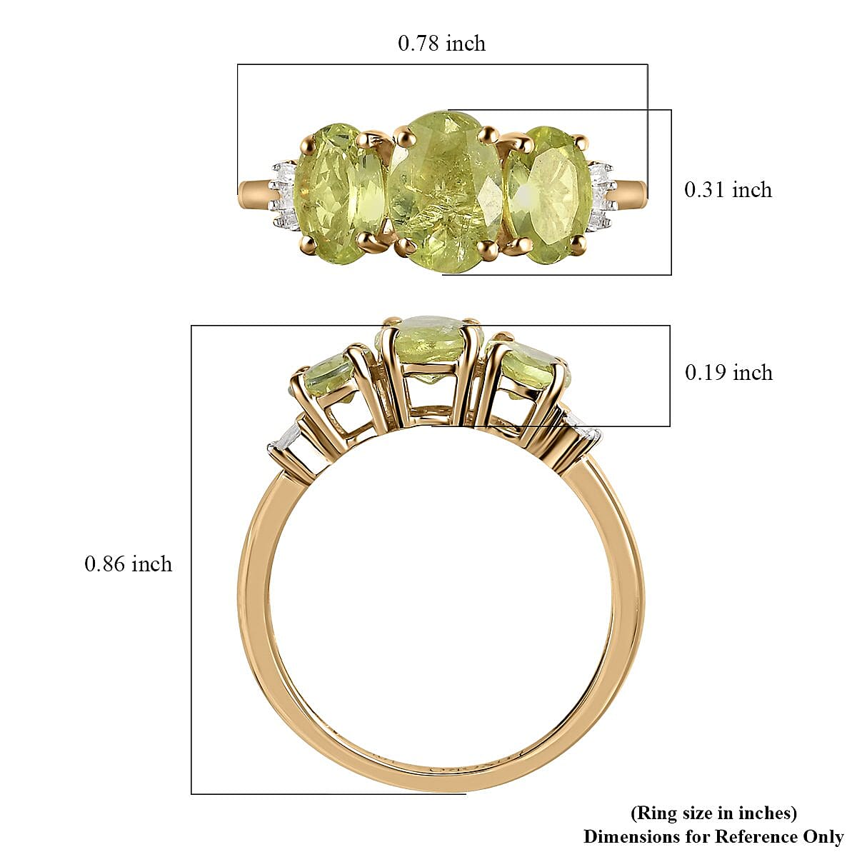 Luxoro 10K Yellow Gold Premium Chrysoberyl and G-H I3 Diamond Trilogy Ring (Size 11.0) 2.00 ctw