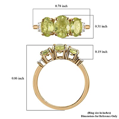 Luxoro 10K Yellow Gold Premium Chrysoberyl and G-H I3 Diamond Trilogy Ring (Size 11.0) 2.00 ctw