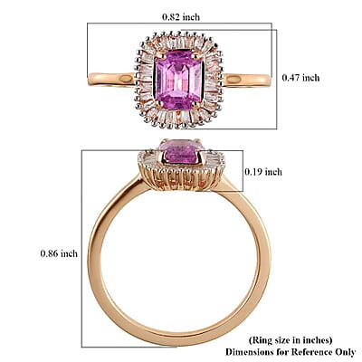 LUXORO 10K Rose Gold AAA Madagascar Pink Sapphire and G-H I3 Diamond Halo Ring (Size 5.0) 2.35 Grams 1.10 ctw