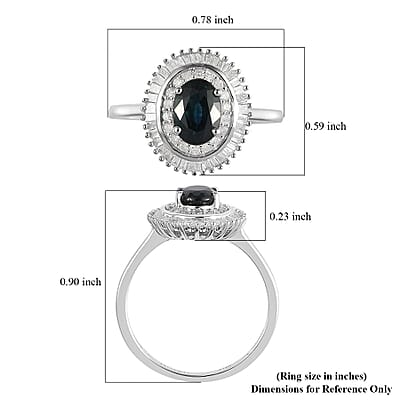 Luxoro 10K White Gold AAA Indigo Sapphire and G-H I3 Diamond Double Halo Ring (Size 5.0) 1.35 ctw