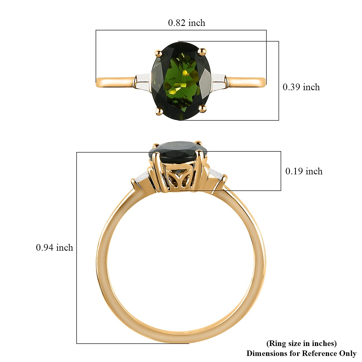 Luxoro 10K Yellow Gold Premium Tanzanian Chrome Tourmaline and Diamond Ring (Size 5.0) 1.75 ctw