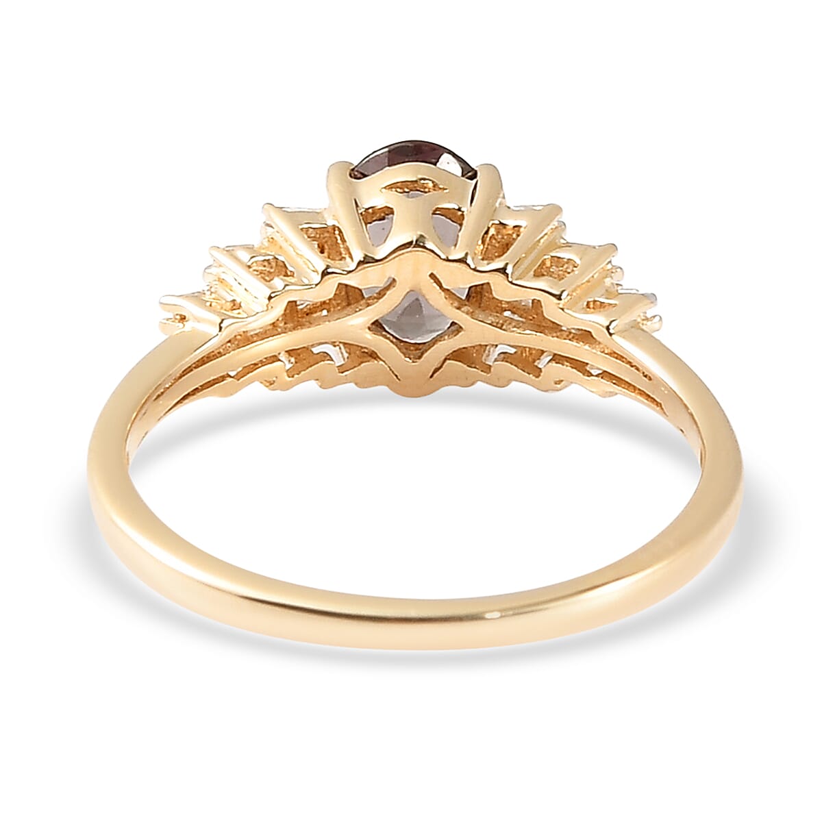 Luxoro 10K Yellow Gold Premium Merelani Color Change Garnet and G-H I3 Diamond Ring (Size 5.0) 1.00 ctw