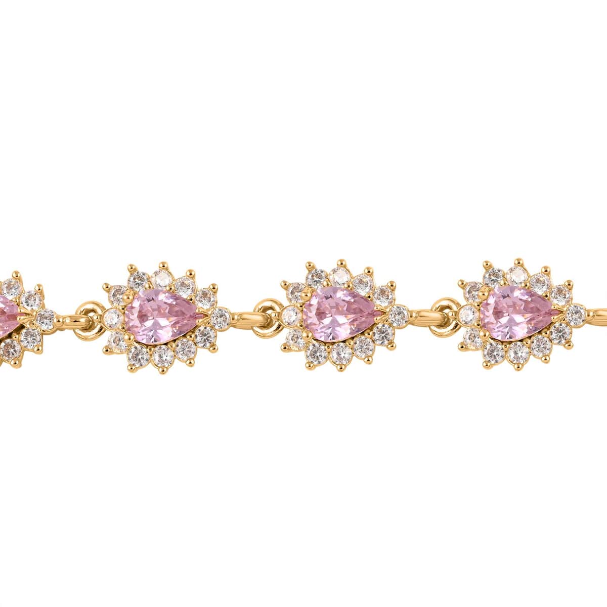 Simulated Pink and White Diamond Bracelet in Goldtone (7.50 In) 7.75 ctw image number 2